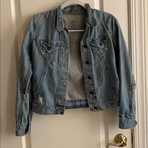 Lucky Brand Distressed Cropped Denim Jacket